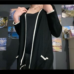 Black and white cardigan.